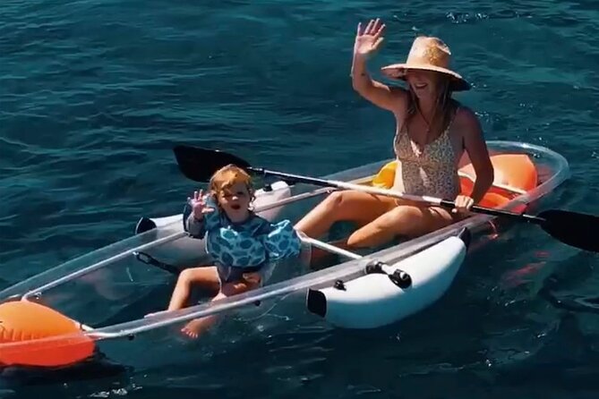 Clear Bottom Glassy Kayak Rental | MAUI | Safe and Stable Kayaks - The kayak setup: clear glass bottoms and outriggers that calm nerves