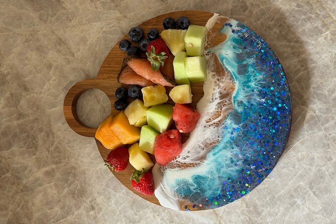Epoxy Resin Cheese Board Art Class - Included supplies, PPE, and what you can bring