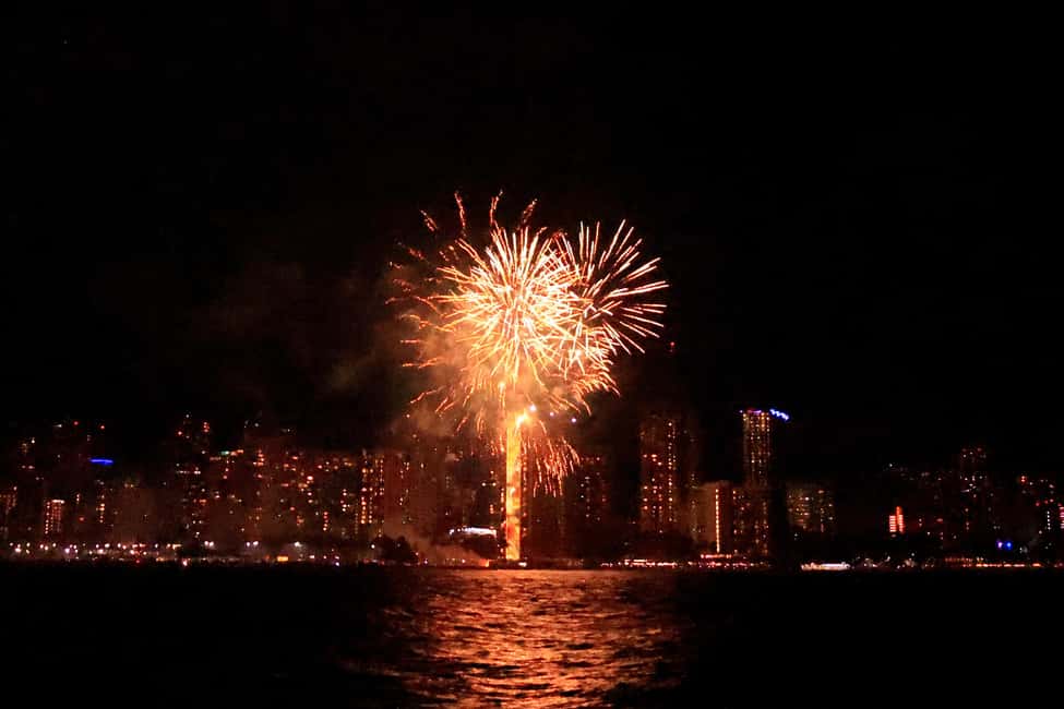 Honolulu: Friday Night Fireworks Cruise with Music - Fireworks, music, and the BYOB rule (no glass)