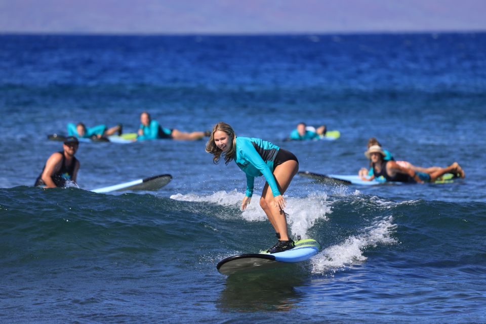 Maui: Group Surf Lesson - Gear that removes friction: rashguard, reef booties, board leash