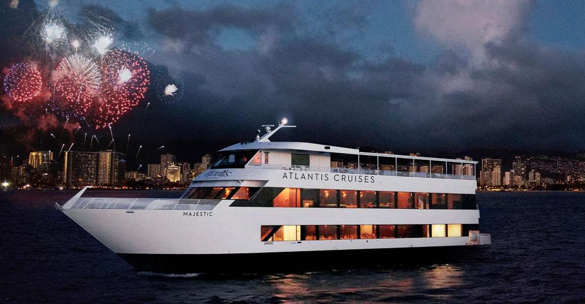 Oahu: Friday Night Fireworks Cocktail Cruise - The Majestic docked at 177 Aloha Tower Dr