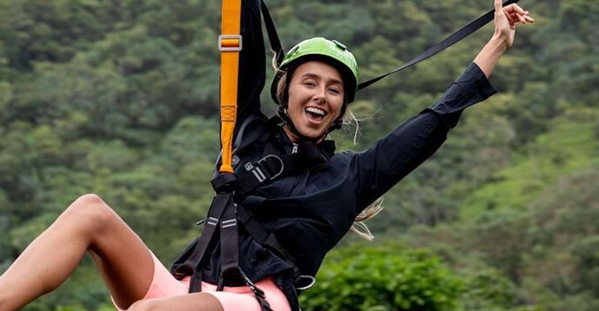 Oahu: Kualoa Jurassic Valley Zipline Tour - The actual flying: 200+ feet up and more than a quarter mile of line