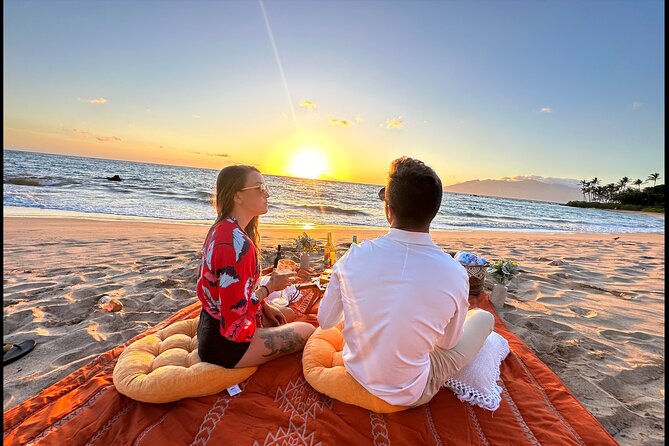 Romantic Sunset Picnic at Pristine Beach with Photo & Video - Entering Golden Hour in Kihei, Maui